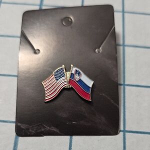 USA American Slovenia Friend Dual Flag Pin - USA and Slovenia